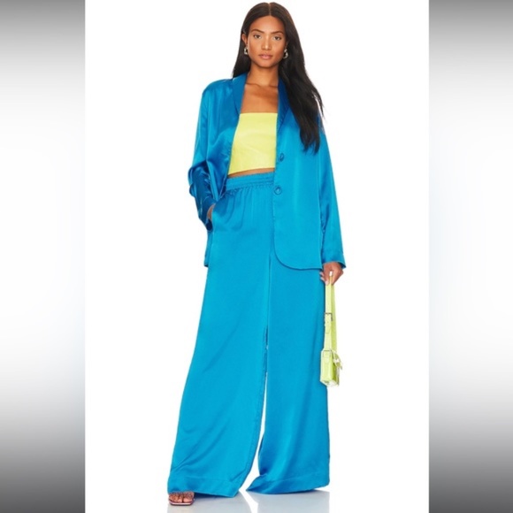 SHOW ME YOUR MUMU irwin pants in blue  luxe satin size 2X - Picture 5 of 8